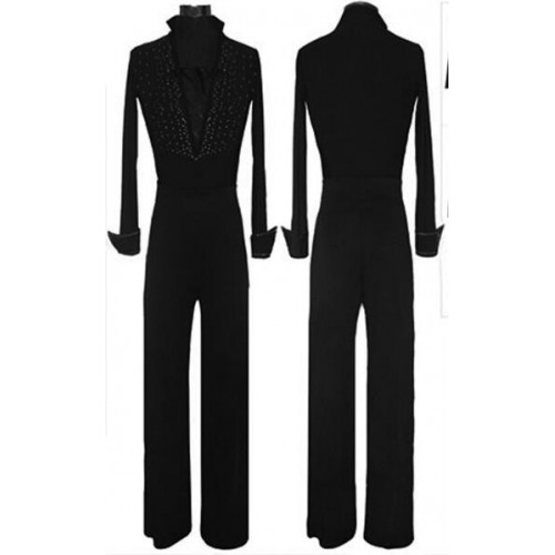 Male Latin dance costume adult child Latin dance set competition clothing long-sleeve topand pants